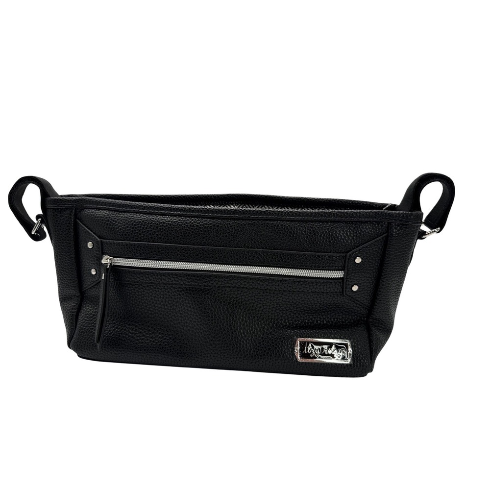 Itzy Ritzy Stroller Caddy Organizer OS Black Excellent Vegan Leather Pebbled